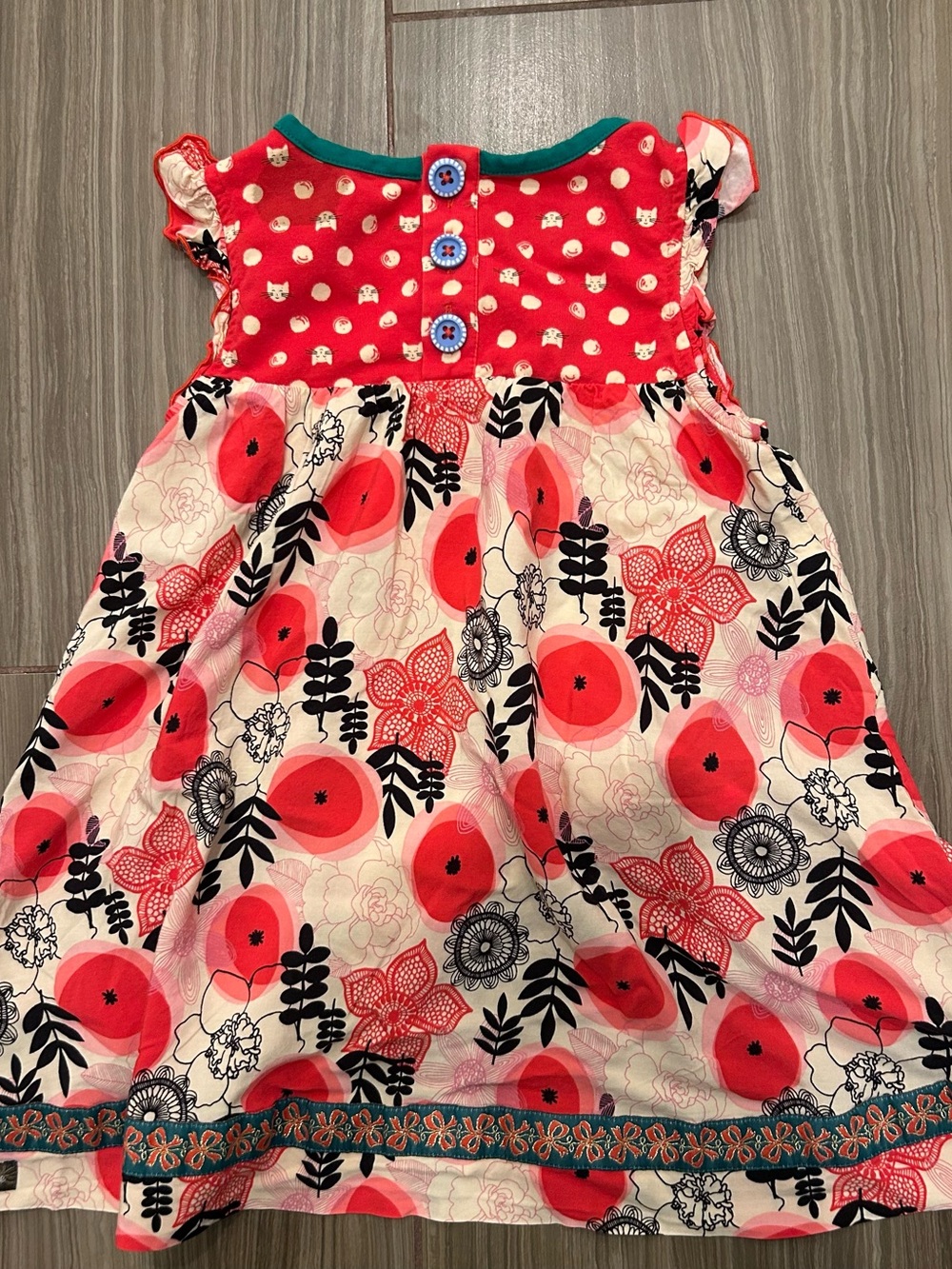 Matilda Jane Red and Cream Floral Sundress with Teal Trim